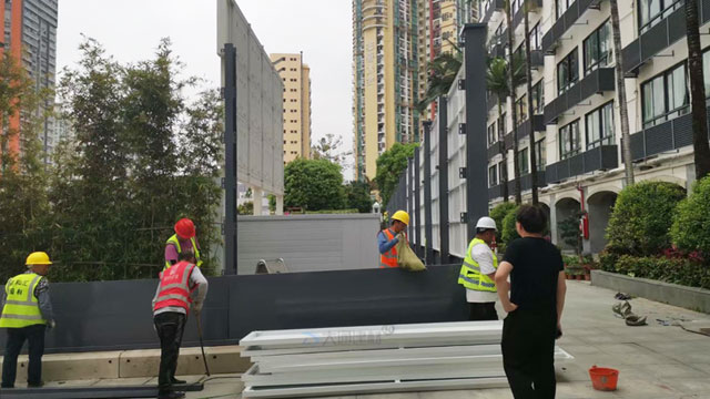 大通建材A類裝配式圍擋+圍擋基礎塊配送安裝在深圳羅湖項目工程-A/B/C類圍擋-深圳市大通建材有限公司鋼圍擋生產定制廠家